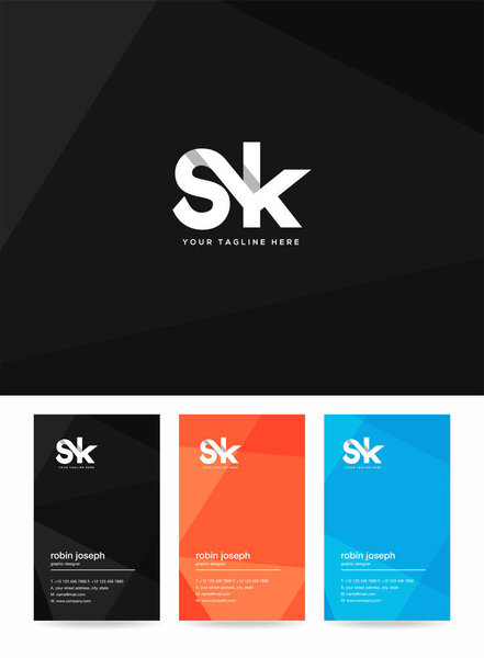 Letters logo Sk, template for business card 