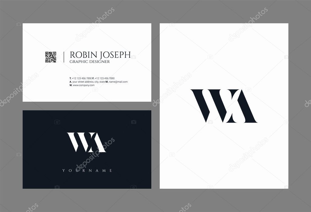 Letters logo Wa, template for business card 