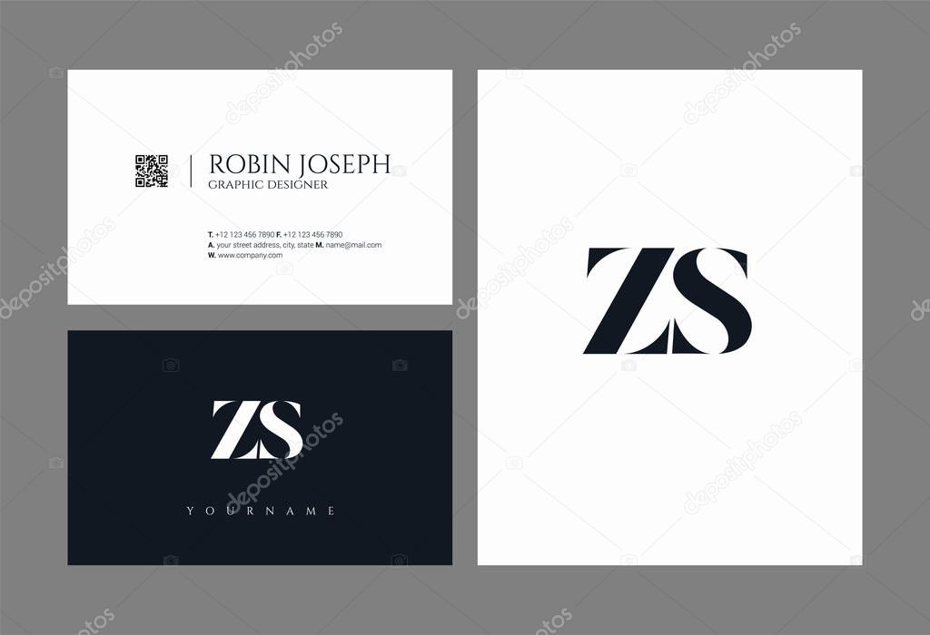 Letters logo Zs, template for business card 
