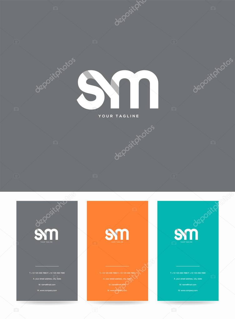 Letters logo Sm, template for business card 