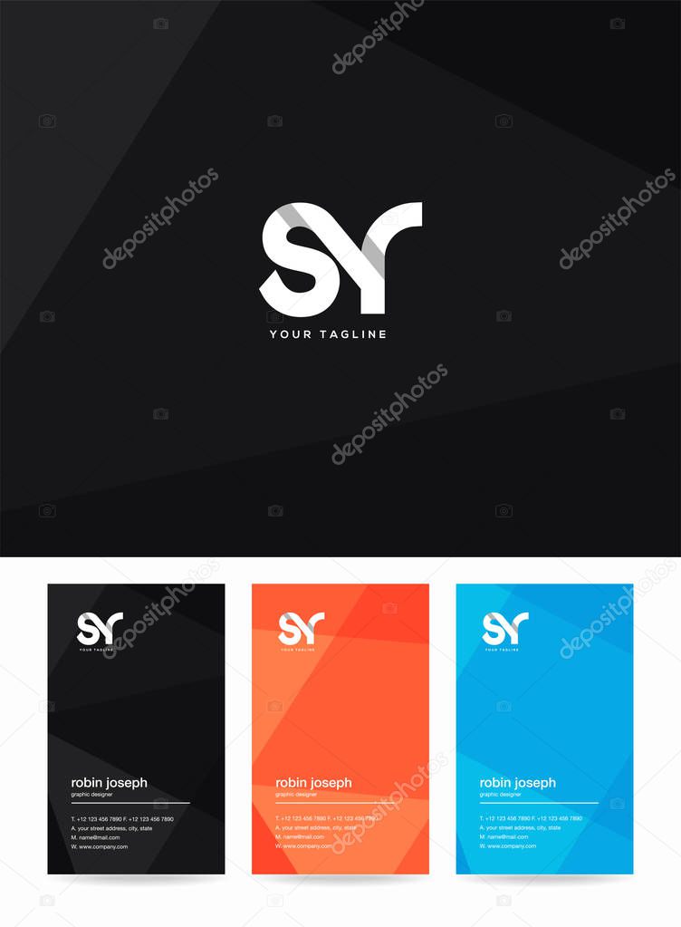 Letters logo Sr, template for business card 