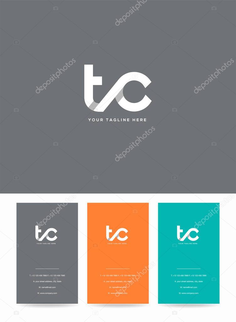 Letters logo Tc, template for business card 
