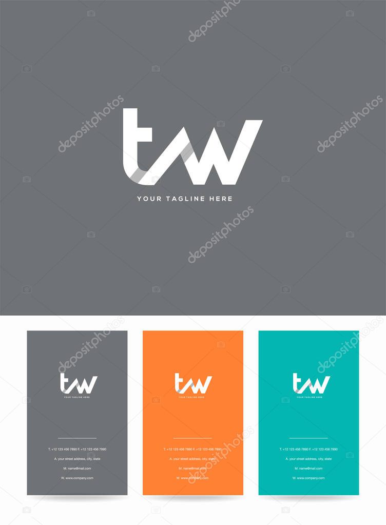 Letters logo Tw, template for business card
