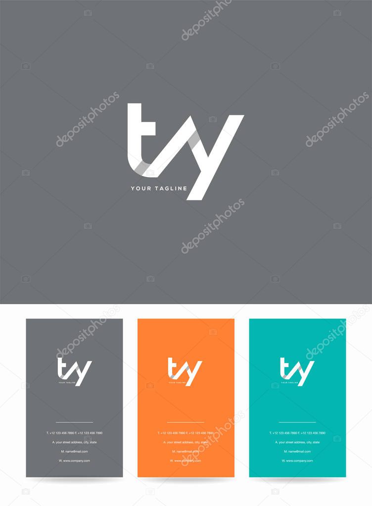 Letters logo Ty, template for business card