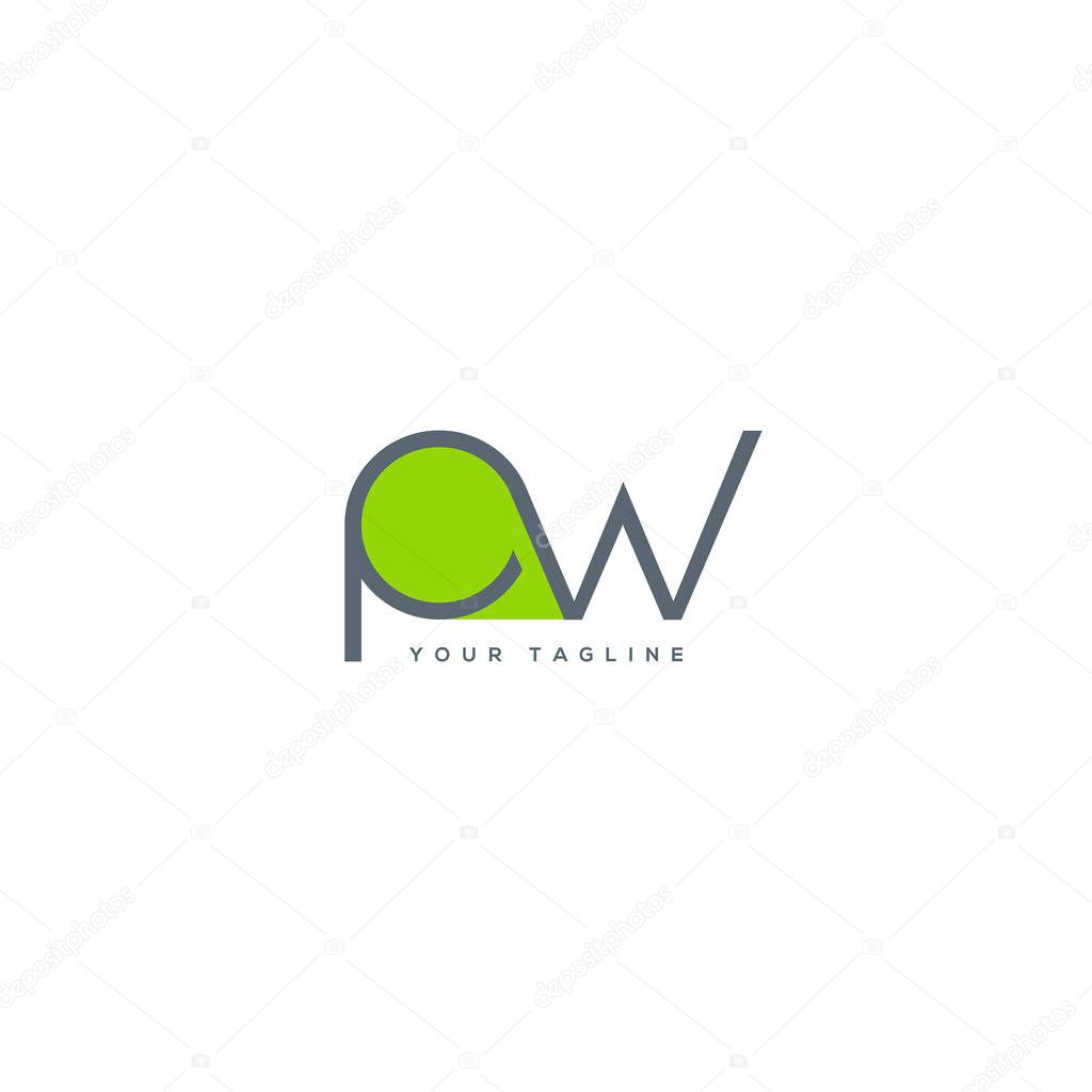 Letters logo Pw, template for business card