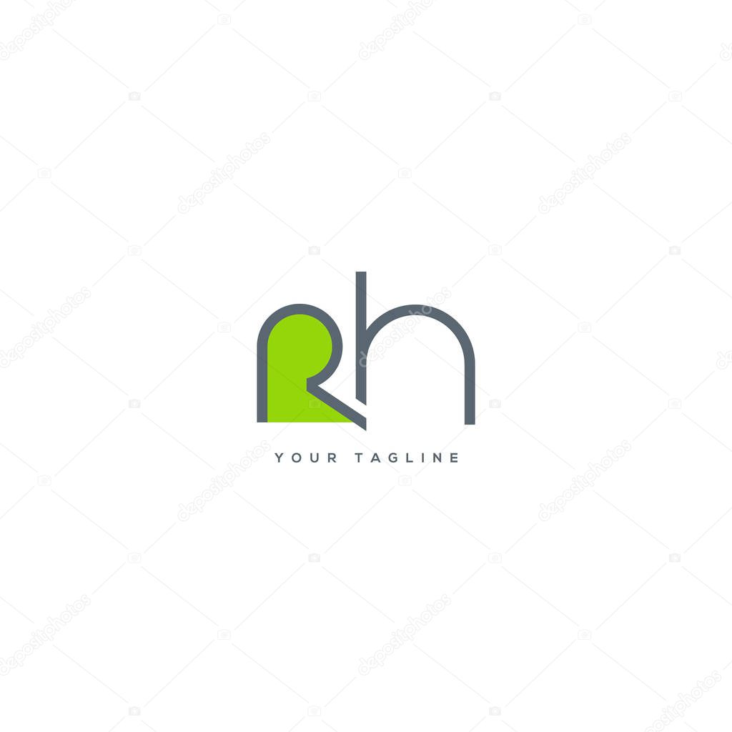 Letters logo Rh, template for business card 