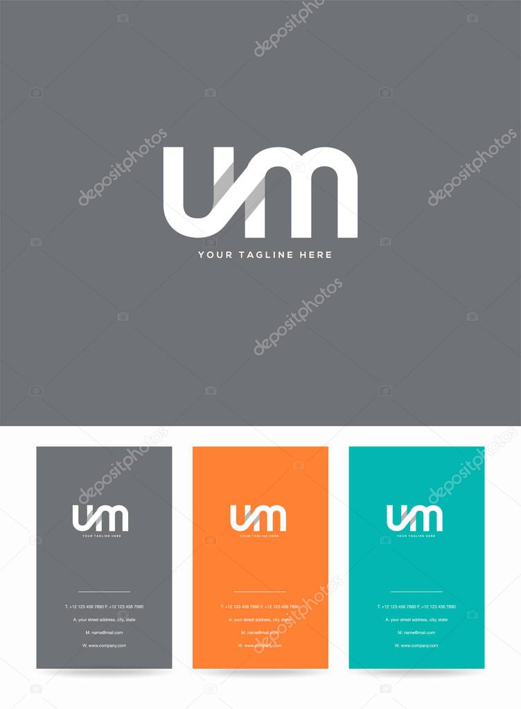 Letters logo Um, template for business card