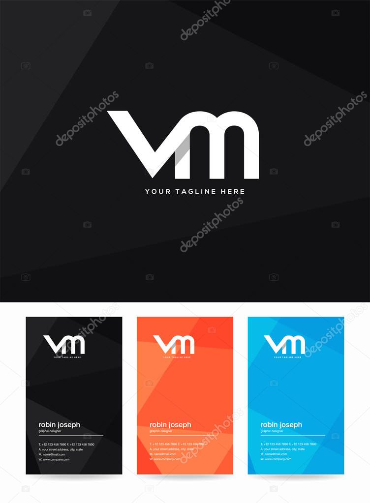 Letters logo Vm, template for business card 