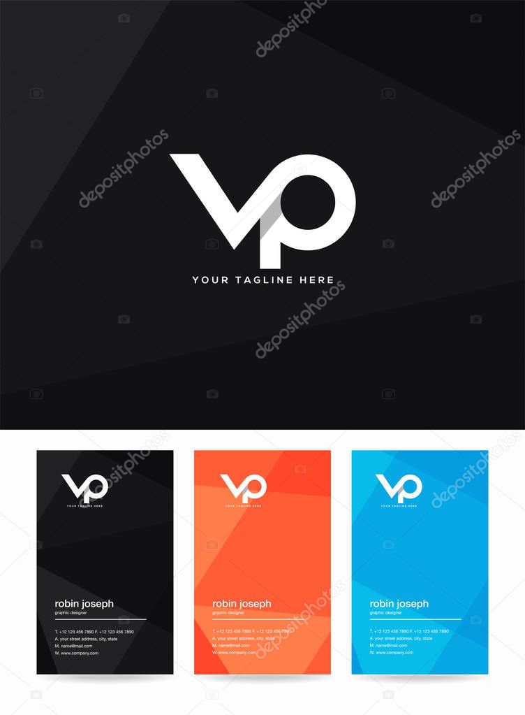 Letters logo Vp, template for business card 