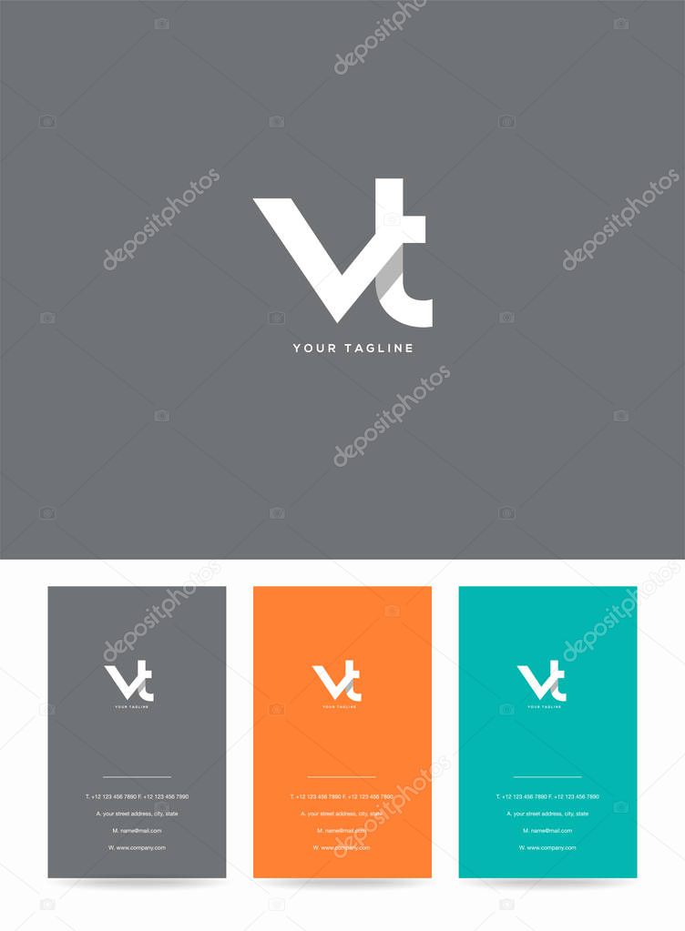 Letters logo Vt, template for business card 