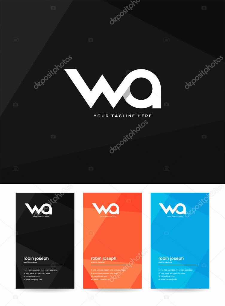 Letters logo Wa, template for business card