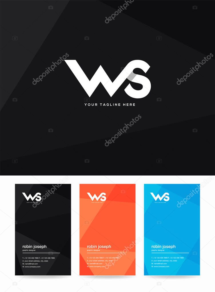 Letters logo Ws, template for business card 