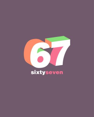 satır basamak 67 numara logo simge, geometrik kurumsal kimlik, vektör çizim