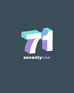 satır rakam 71 sayı logo simge, geometrik kurumsal kimlik, vektör çizim