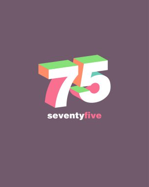 satır rakam 75 numara logo simge, geometrik kurumsal kimlik, vektör çizim