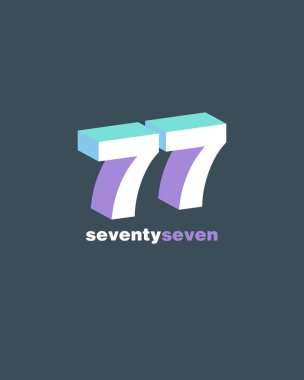 satır basamak 77 numara logo simge, geometrik kurumsal kimlik, vektör çizim