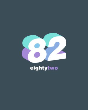 satır rakam 82 numara logo simge, geometrik kurumsal kimlik, vektör çizim