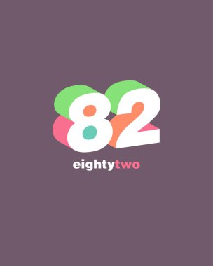 satır rakam 82 numara logo simge, geometrik kurumsal kimlik, vektör çizim