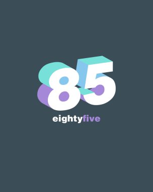 satır rakam 85 numara logo simge, geometrik kurumsal kimlik, vektör çizim