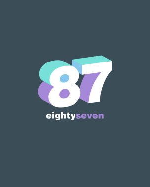 satır basamak 87 numara logo simge, geometrik kurumsal kimlik, vektör çizim