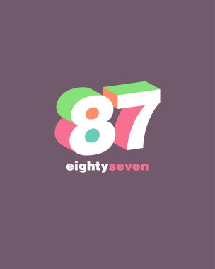 satır basamak 87 numara logo simge, geometrik kurumsal kimlik, vektör çizim