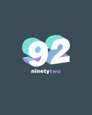 satır basamak 92 numara logo simge, geometrik kurumsal kimlik, vektör çizim