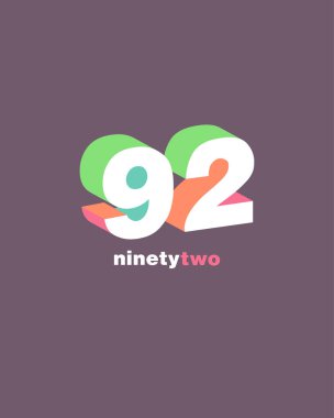 satır basamak 92 numara logo simge, geometrik kurumsal kimlik, vektör çizim