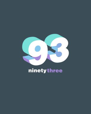 satır rakam 93 numara logo simge, geometrik kurumsal kimlik, vektör çizim