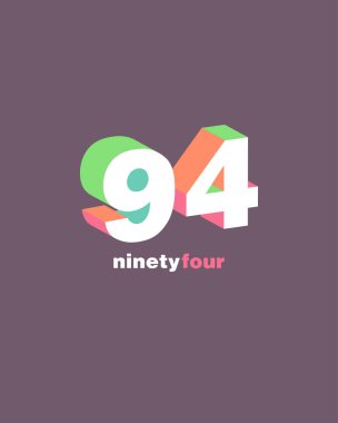 satır rakam 94 numara logo simge, geometrik kurumsal kimlik, vektör çizim