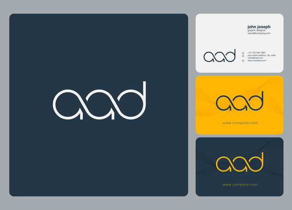 Letters logo Aad, template for business card 