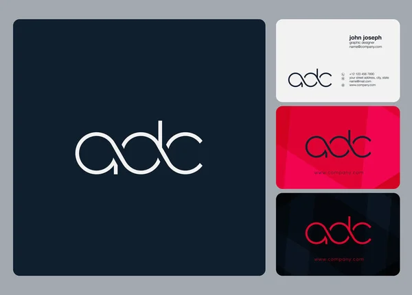 Brieven Logo Adc Sjabloon Voor Visitekaartjes — Stockvector