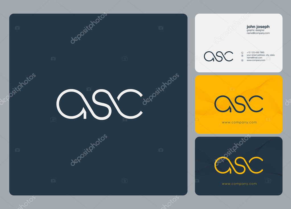 Letters logo Asc, template for business card