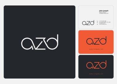 Logo Azd, kartvizit için şablon mektup 
