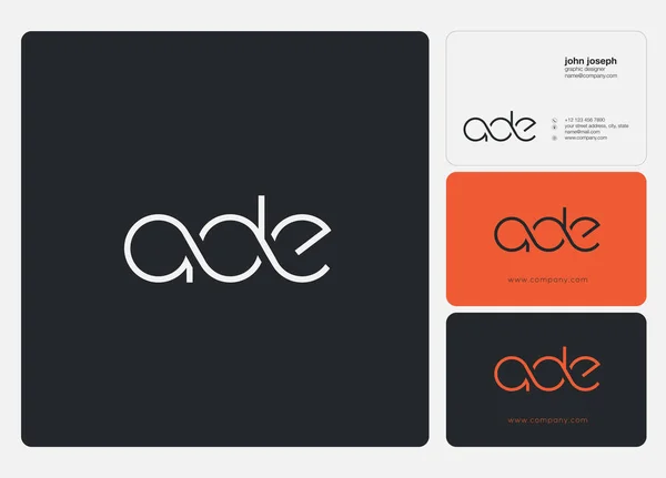 Cartas Logotipo Ade Modelo Para Cartão Visita — Vetor de Stock
