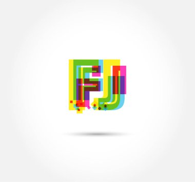 Harf logo Fj şablon iş afiş için