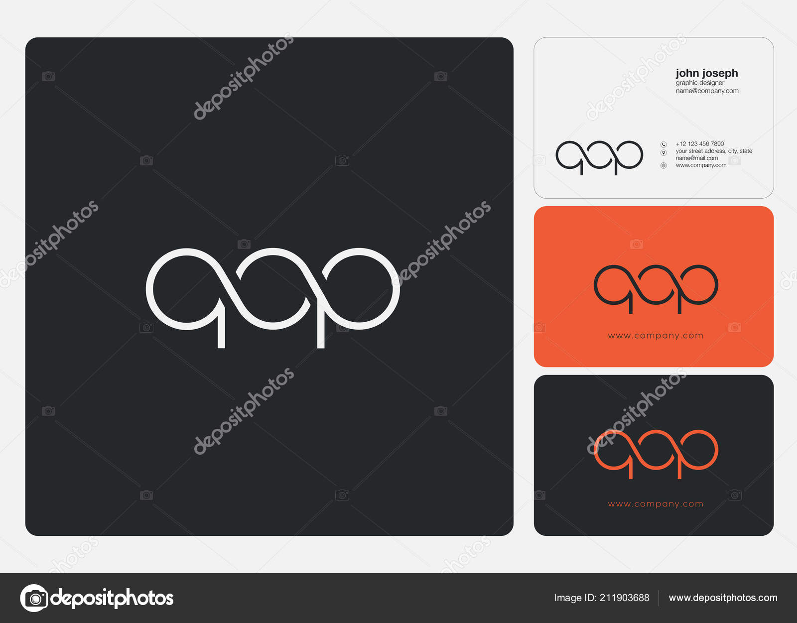 Letters Logo Qop Template Business Banner Stock Vector