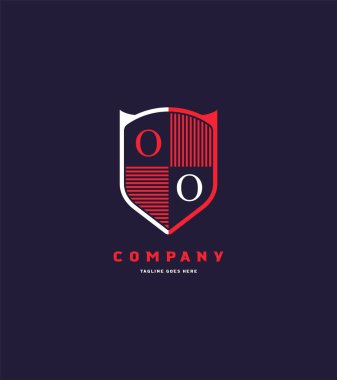 Kırmızı kalkan logo Oo şablon iş afiş için