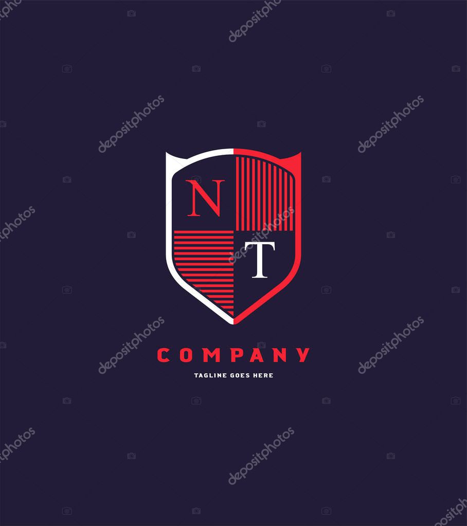 Red shield logo Nt template for business banner
