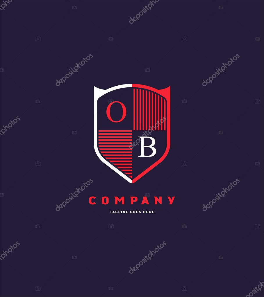Red shield logo Ob template for business banner