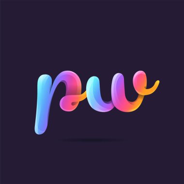 Harf logo Pw şablon iş afiş için