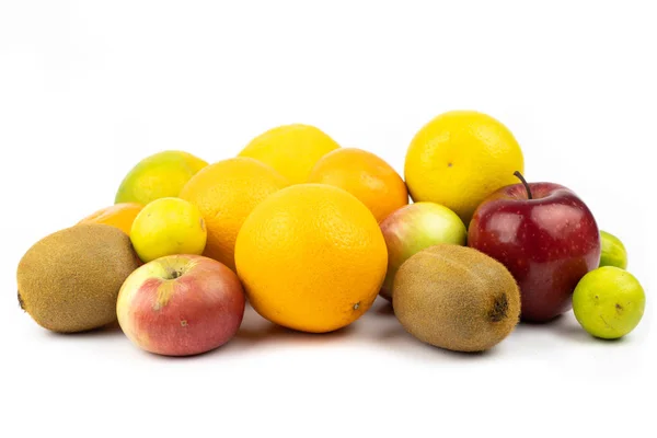 Kiwi Apple Orange Fruits Isolated Background — Stock Photo, Image