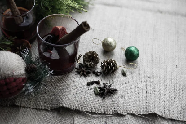 Christmas Hot Mulled Wine Cinnamon Cardamom Anise — Stock Photo, Image