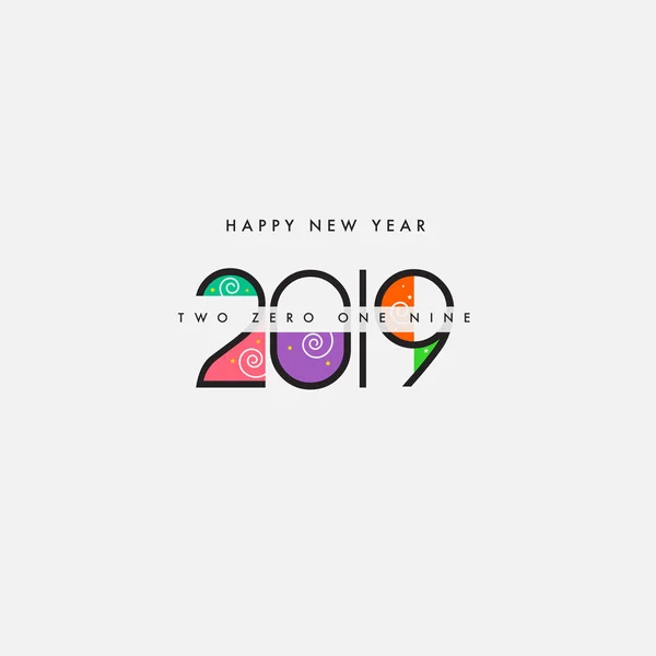 2019 Щасливий Дизайн Новорічної Листівки — стоковий вектор