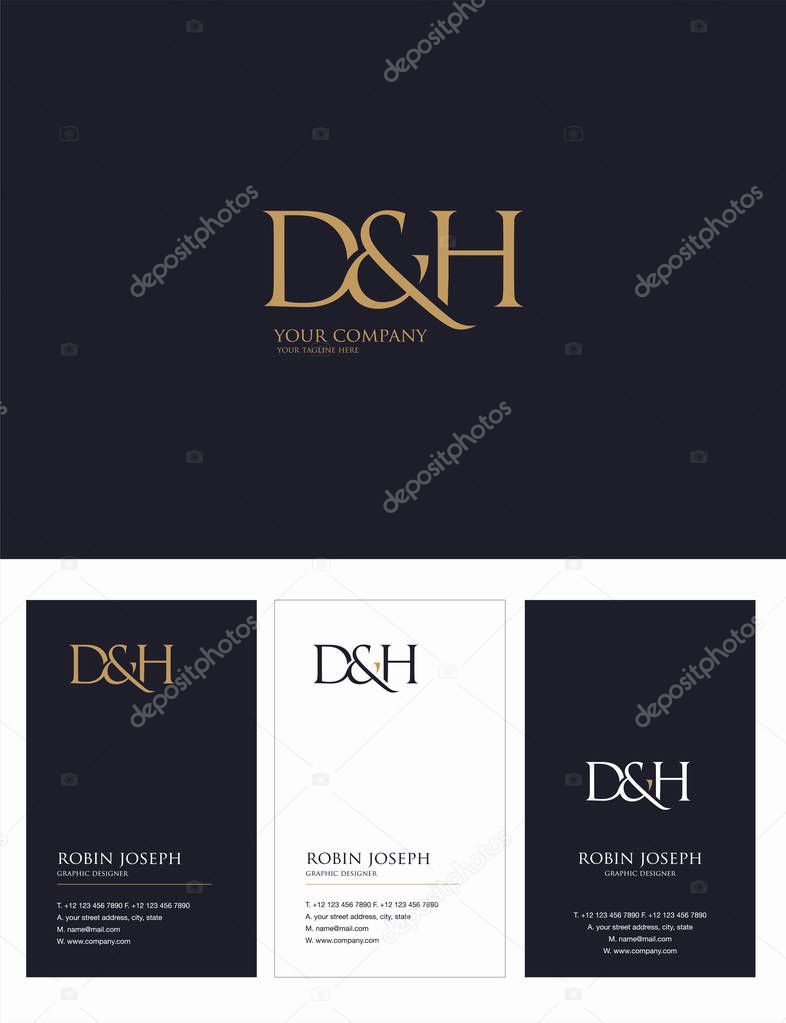 Logo joint Dh for Business Card Template, Vector