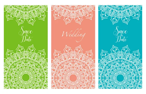 Hochzeitsflyer Mit Floralen Mandala Ornamenten Vektor Orientalisches Design — Stockvektor