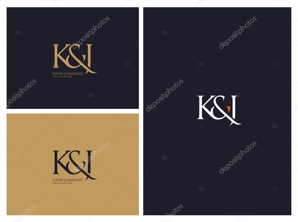 Logo joint Kj for Business Card Template, Vector