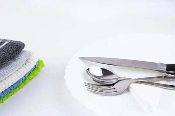 View Plate Knife Fork Spoon — Stock Photo, Image