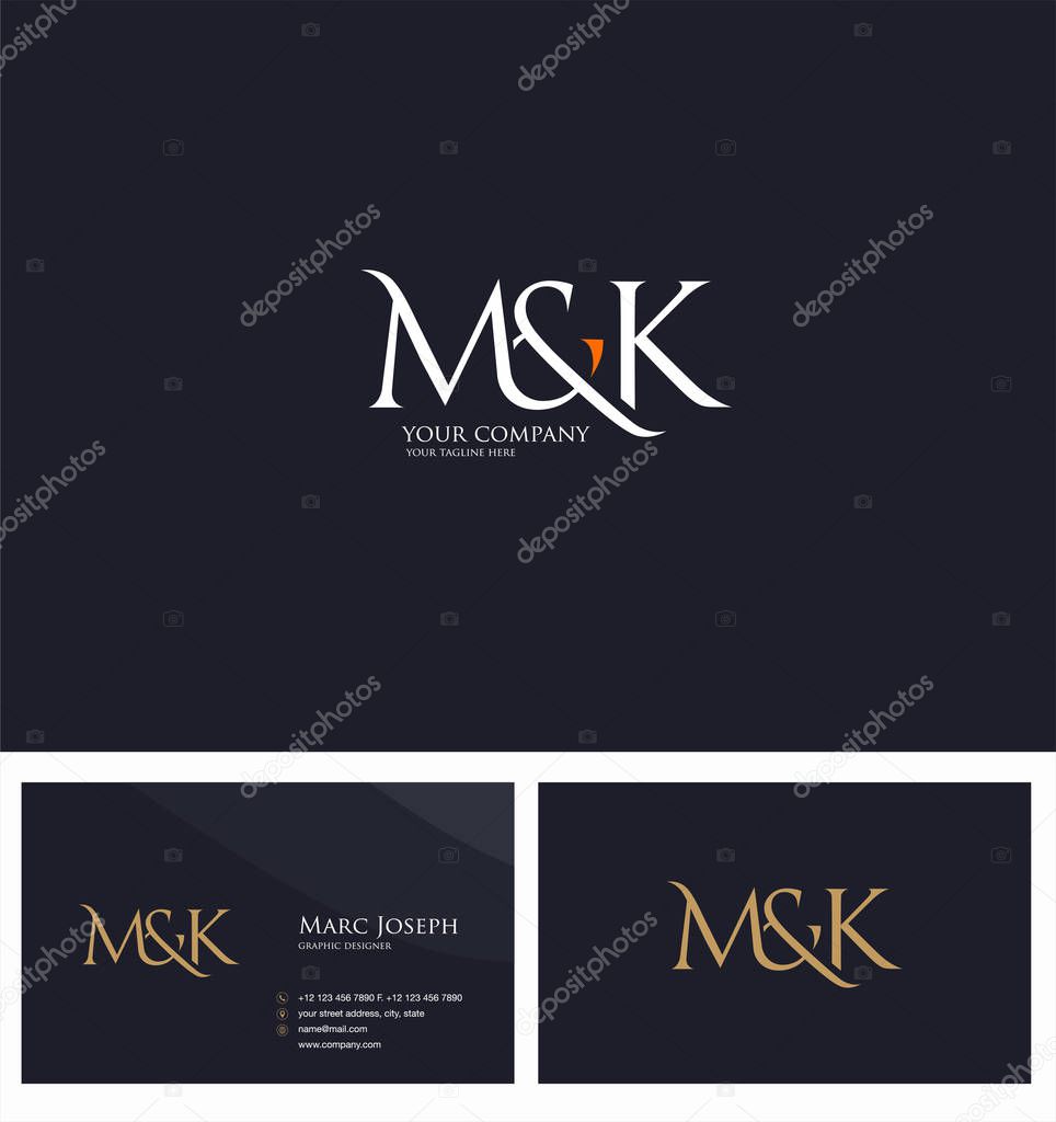 Logo joint Mk for Business Card Template, Vector