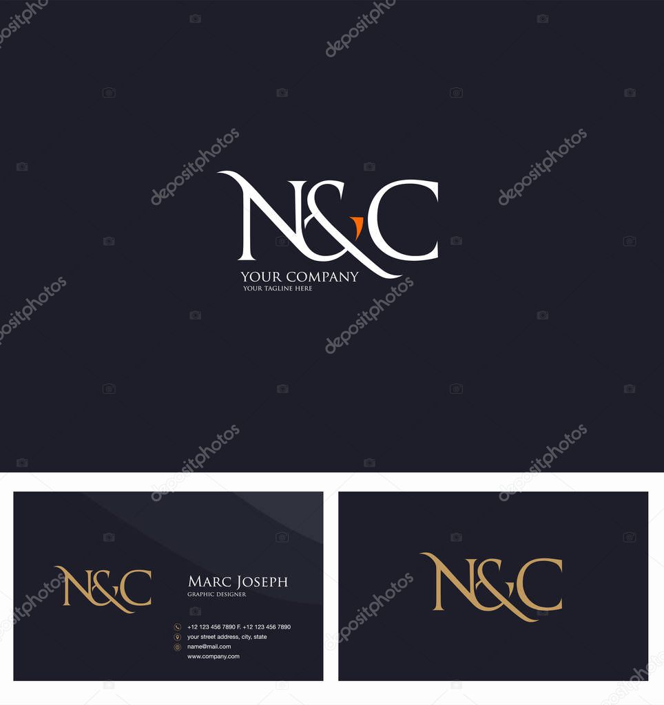Logo joint Nc for Business Card Template, Vector