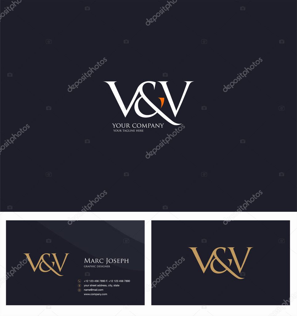 Logo joint vv for Business Card Template, Vector